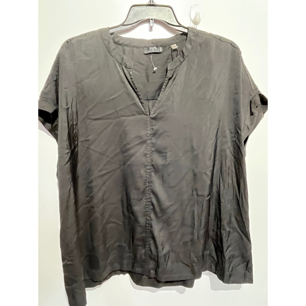 Tahari Woman Black V-Neck Short Sleeve Blouse Plus Size 3X Relaxed Fit Top - Picture 2 of 11